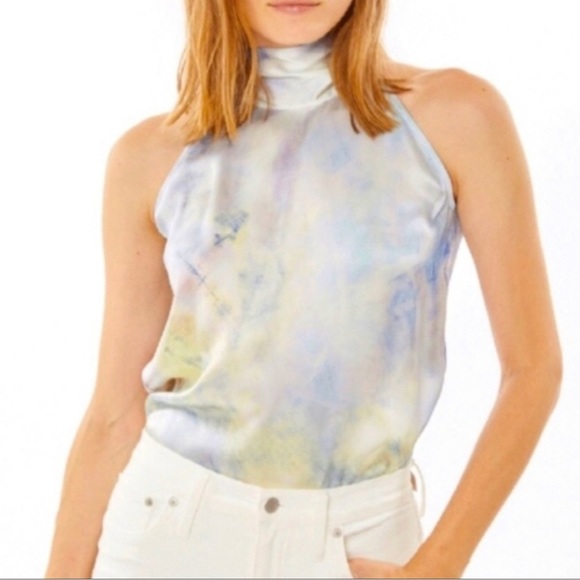 NWT Generation Love Kaylee Tie Neck Tank Cloud Print Size Small 100% SILK - Picture 5 of 7